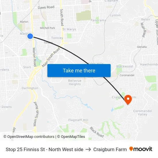 Stop 25 Finniss St - North West side to Craigburn Farm map