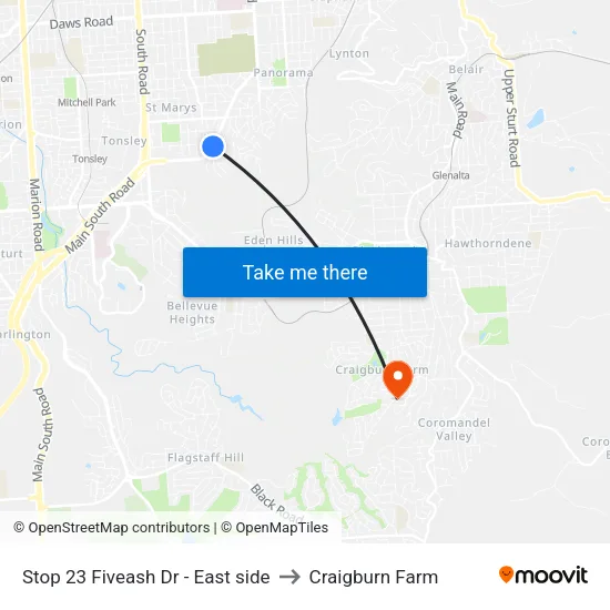Stop 23 Fiveash Dr - East side to Craigburn Farm map