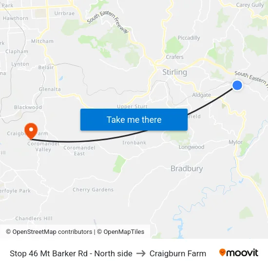 Stop 46 Mt Barker Rd - North side to Craigburn Farm map