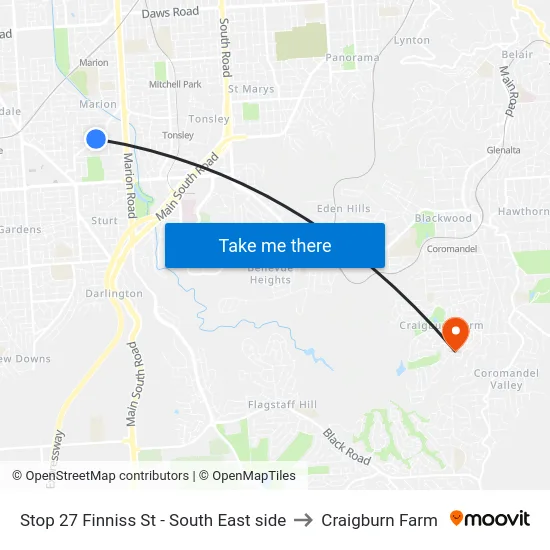 Stop 27 Finniss St - South East side to Craigburn Farm map