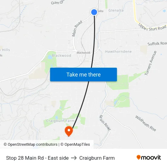 Stop 28 Main Rd - East side to Craigburn Farm map