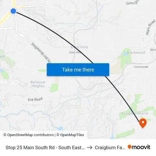 Stop 25 Main South Rd - South East side to Craigburn Farm map