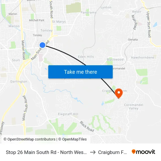 Stop 26 Main South Rd - North West side to Craigburn Farm map