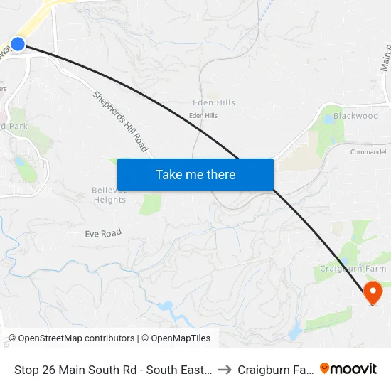 Stop 26 Main South Rd - South East side to Craigburn Farm map