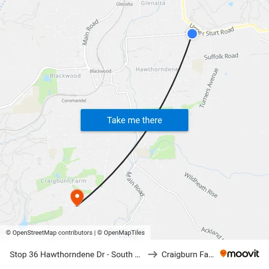 Stop 36 Hawthorndene Dr - South side to Craigburn Farm map