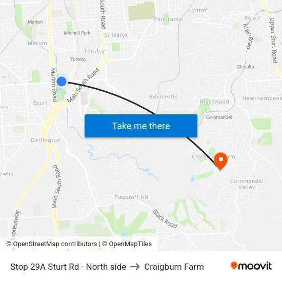 Stop 29A Sturt Rd - North side to Craigburn Farm map