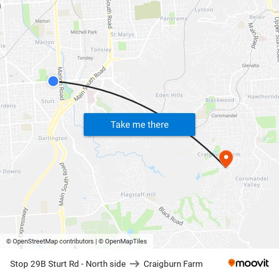 Stop 29B Sturt Rd - North side to Craigburn Farm map