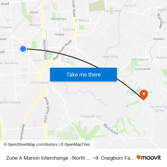 Zone A Marion Interchange - North side to Craigburn Farm map