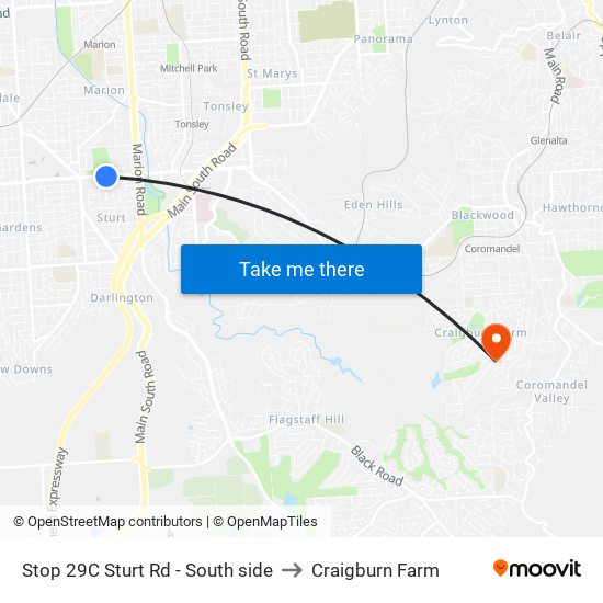 Stop 29C Sturt Rd - South side to Craigburn Farm map