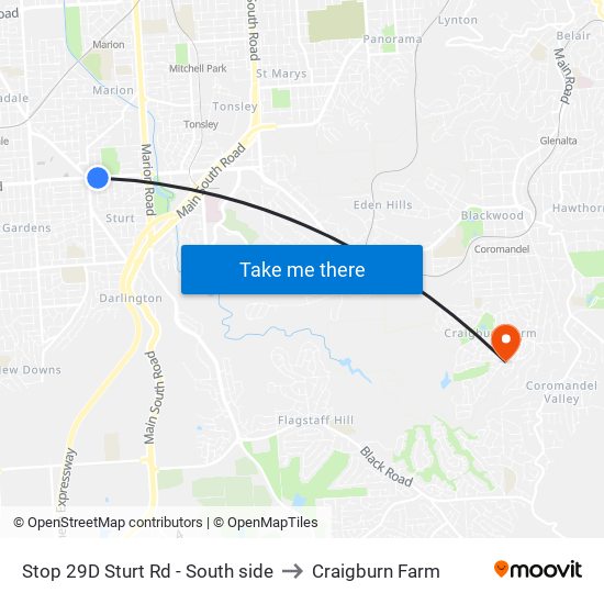 Stop 29D Sturt Rd - South side to Craigburn Farm map