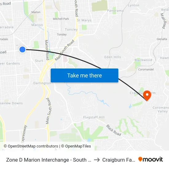 Zone D Marion Interchange - South side to Craigburn Farm map