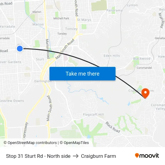 Stop 31 Sturt Rd - North side to Craigburn Farm map