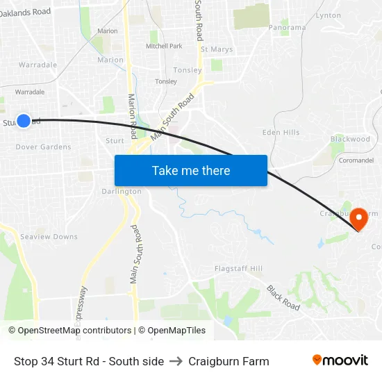 Stop 34 Sturt Rd - South side to Craigburn Farm map