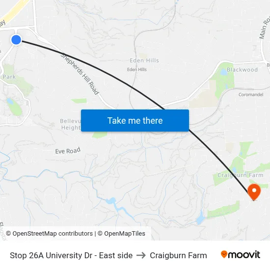 Stop 26A University Dr - East side to Craigburn Farm map