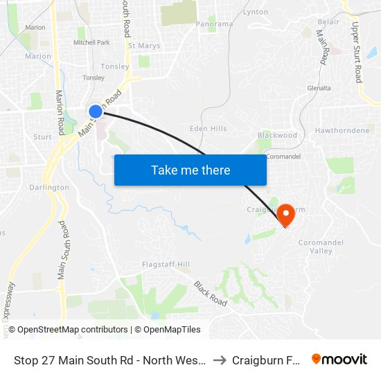 Stop 27 Main South Rd - North West side to Craigburn Farm map