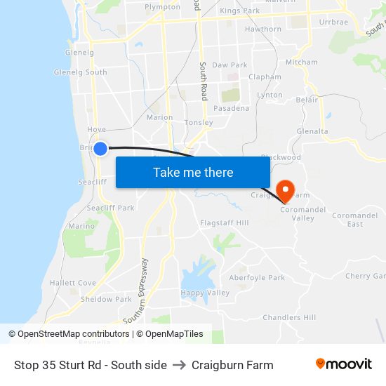 Stop 35 Sturt Rd - South side to Craigburn Farm map