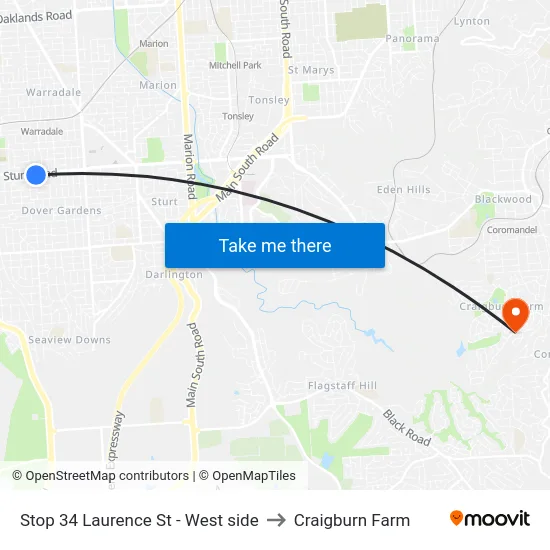 Stop 34 Laurence St - West side to Craigburn Farm map