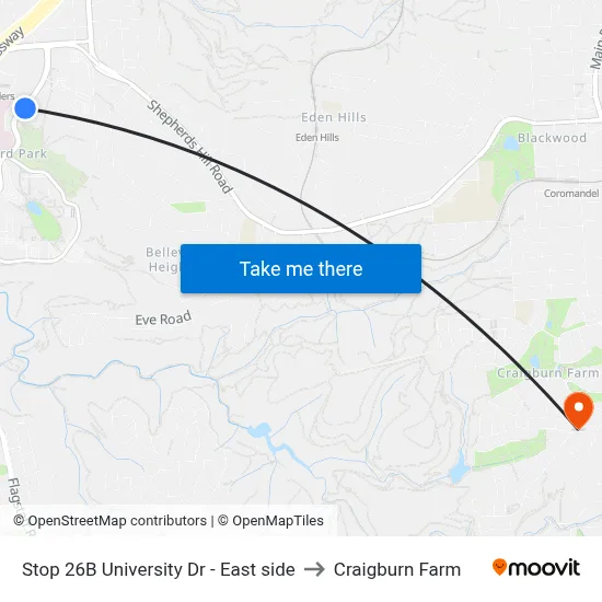 Stop 26B University Dr - East side to Craigburn Farm map