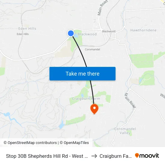 Stop 30B Shepherds Hill Rd - West side to Craigburn Farm map