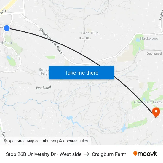 Stop 26B University Dr - West side to Craigburn Farm map