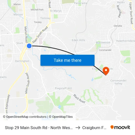 Stop 29 Main South Rd - North West side to Craigburn Farm map