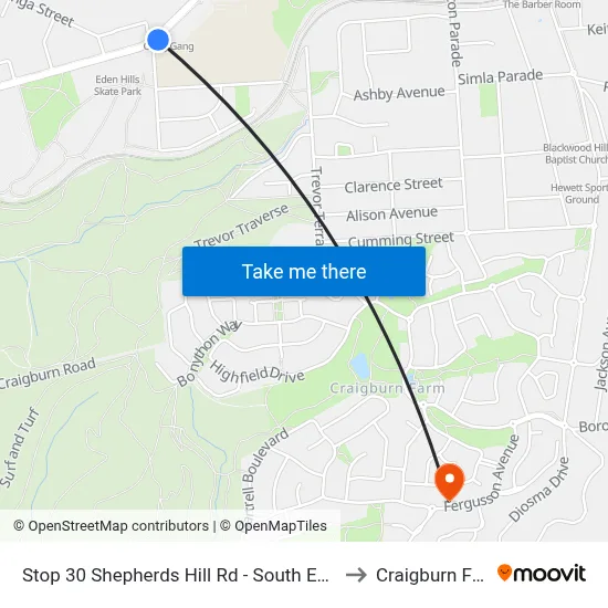 Stop 30 Shepherds Hill Rd - South East side to Craigburn Farm map
