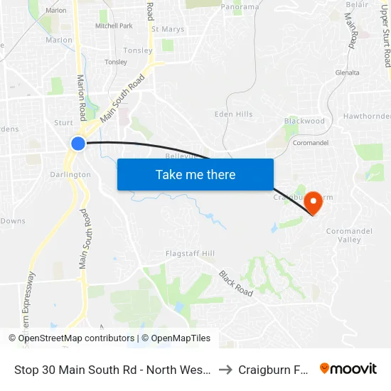 Stop 30 Main South Rd - North West side to Craigburn Farm map