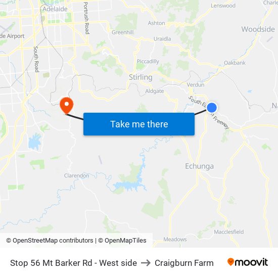 Stop 56 Mt Barker Rd - West side to Craigburn Farm map