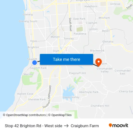 Stop 42 Brighton Rd - West side to Craigburn Farm map