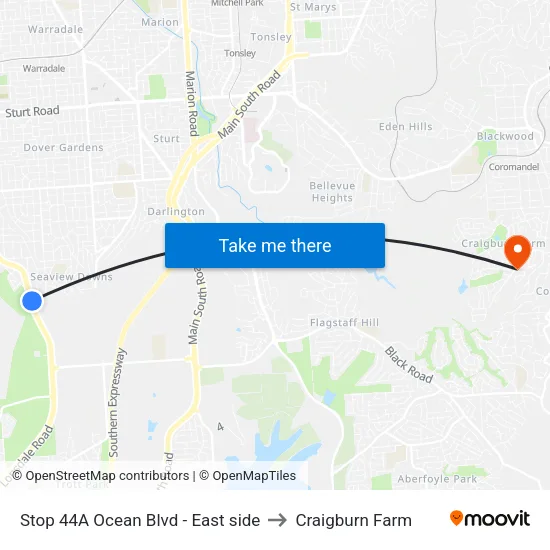 Stop 44A Ocean Blvd - East side to Craigburn Farm map
