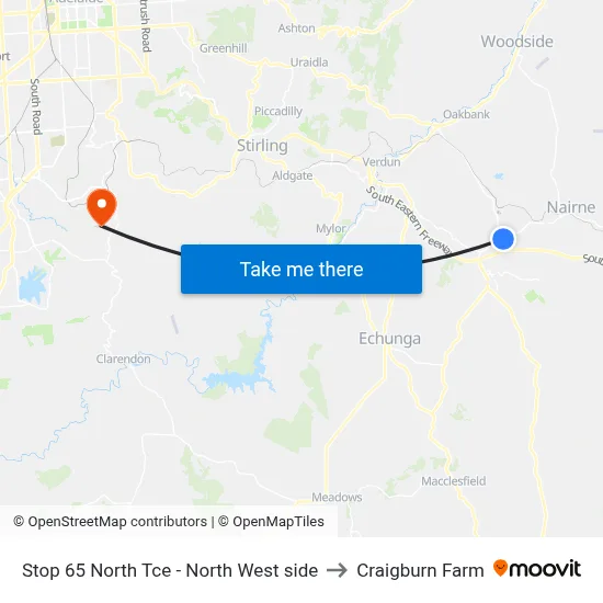 Stop 65 North Tce - North West side to Craigburn Farm map