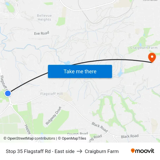 Stop 35 Flagstaff Rd - East side to Craigburn Farm map