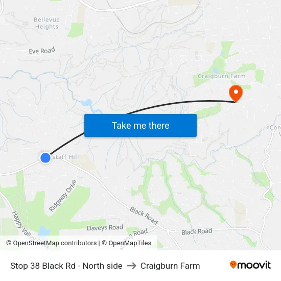 Stop 38 Black Rd - North side to Craigburn Farm map