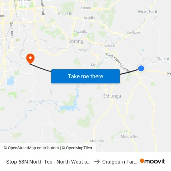 Stop 63N North Tce - North West side to Craigburn Farm map