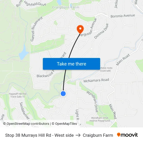 Stop 38 Murrays Hill Rd - West side to Craigburn Farm map