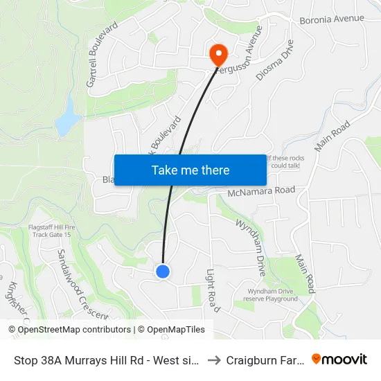 Stop 38A Murrays Hill Rd - West side to Craigburn Farm map