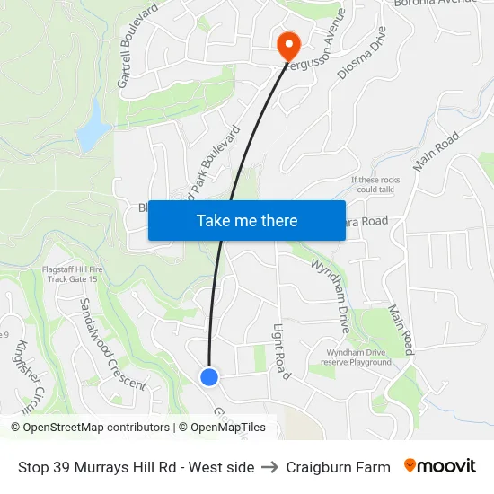 Stop 39 Murrays Hill Rd - West side to Craigburn Farm map