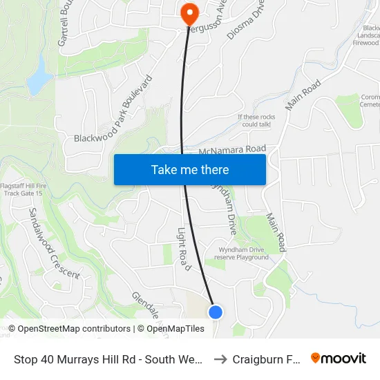Stop 40 Murrays Hill Rd - South West side to Craigburn Farm map