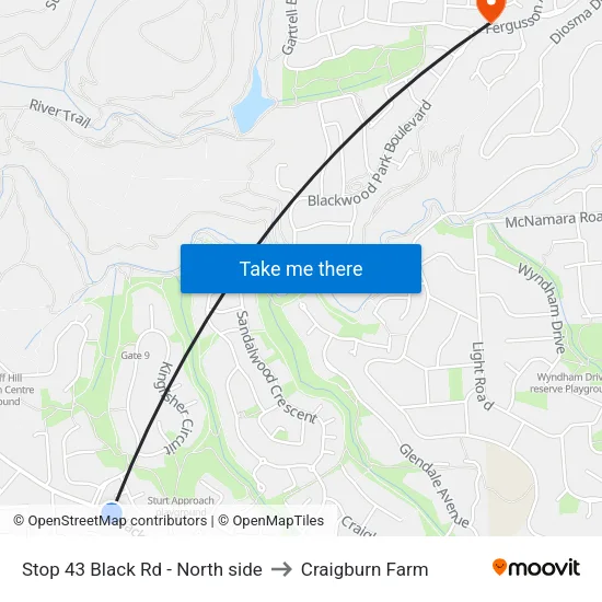 Stop 43 Black Rd - North side to Craigburn Farm map