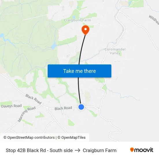 Stop 42B Black Rd - South side to Craigburn Farm map
