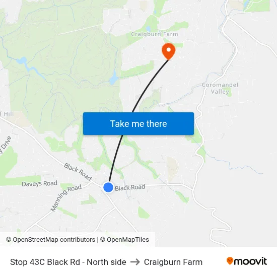 Stop 43C Black Rd - North side to Craigburn Farm map