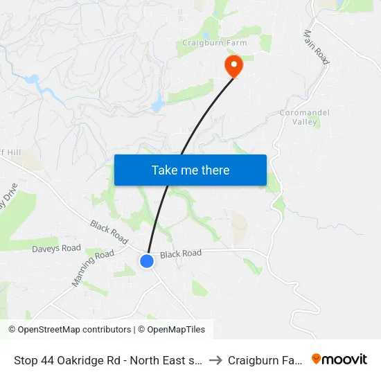 Stop 44 Oakridge Rd - North East side to Craigburn Farm map