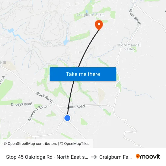Stop 45 Oakridge Rd - North East side to Craigburn Farm map