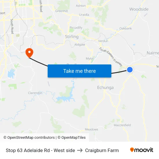 Stop 63 Adelaide Rd - West side to Craigburn Farm map