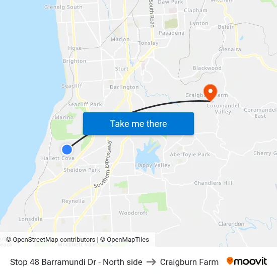 Stop 48 Barramundi Dr - North side to Craigburn Farm map