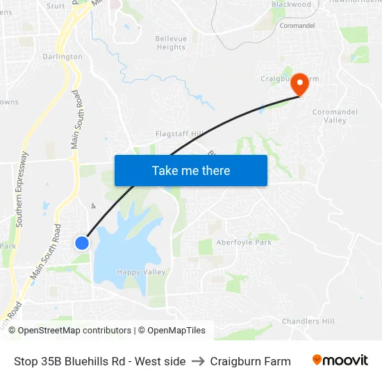 Stop 35B Bluehills Rd - West side to Craigburn Farm map