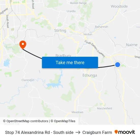 Stop 74 Alexandrina Rd - South side to Craigburn Farm map
