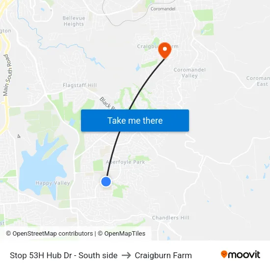 Stop 53H Hub Dr - South side to Craigburn Farm map