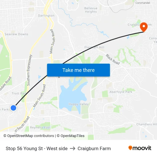 Stop 56 Young St - West side to Craigburn Farm map