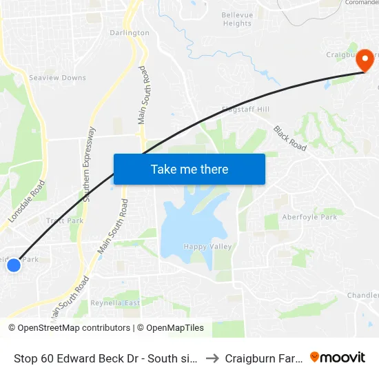Stop 60 Edward Beck Dr - South side to Craigburn Farm map